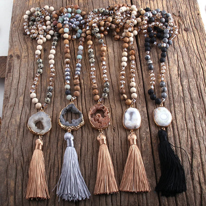 Natural Stones Tassel Necklaces