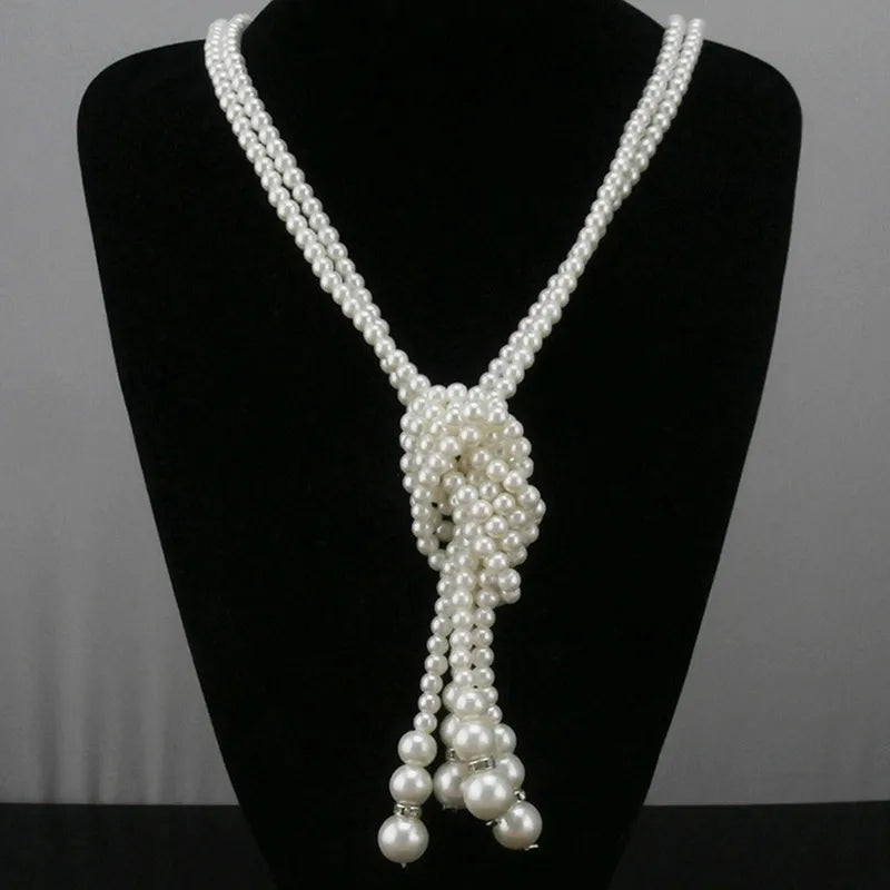 Classic Multi-layer Knotted Pearl Necklace