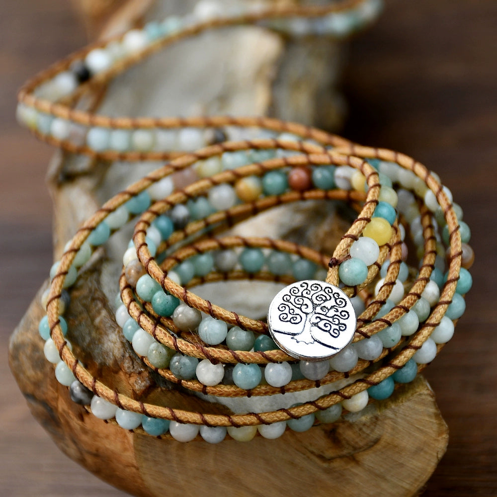 Braided Winding Natural Stone Bracelet