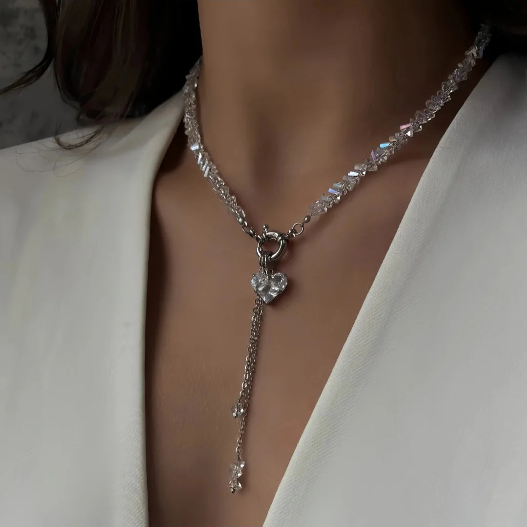 Boho Black Zircon Heart Statement Necklace