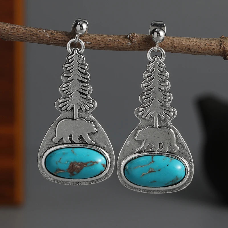 Natural Stone Boho Hook Earrings – Unique Mother’s Day Gift
