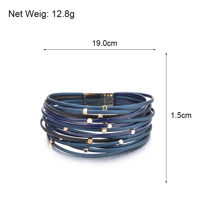 Leather & Metal Beads Multilayer Bracelets