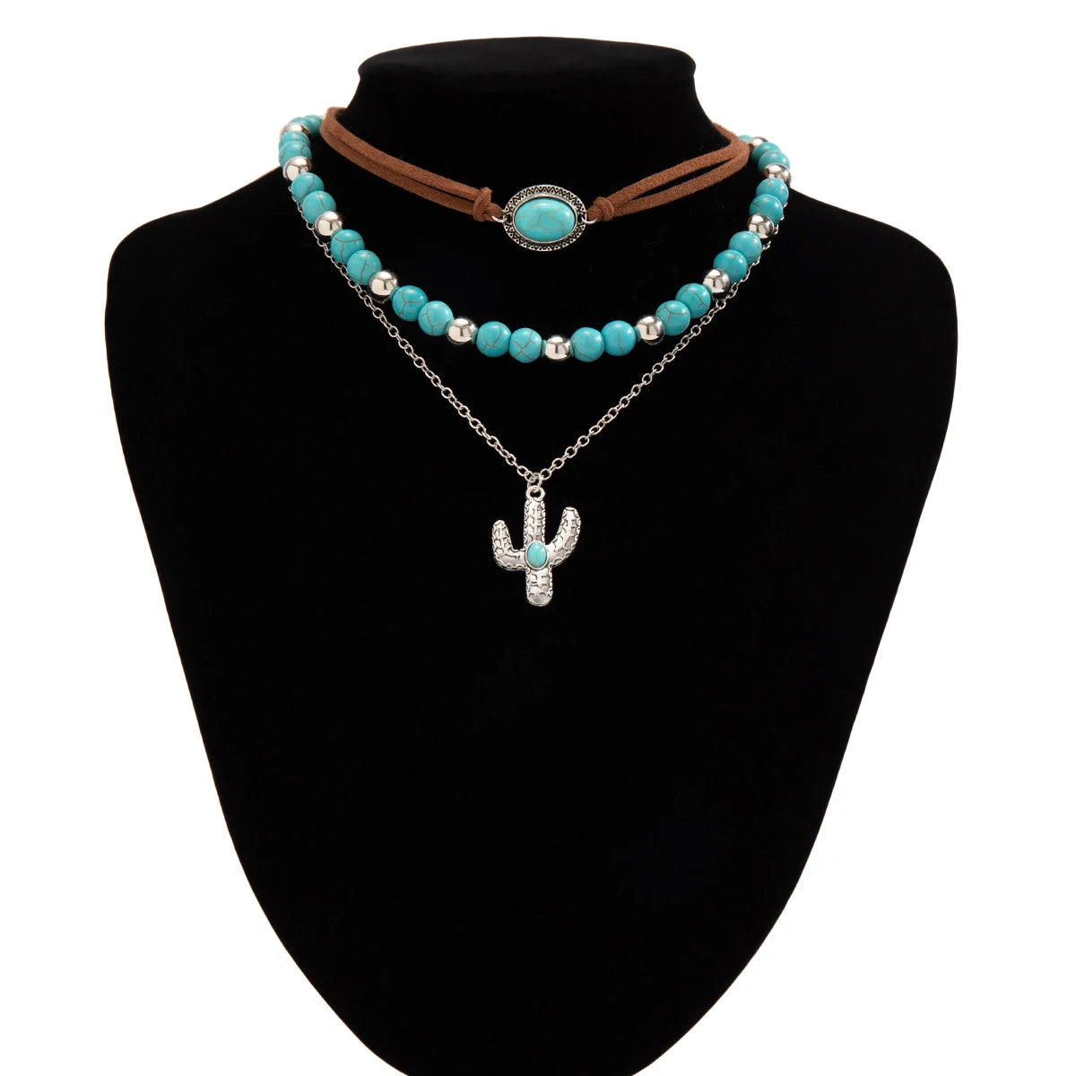 Blue Stone Cactus Necklace