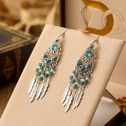 Boho Leaf Tassel Earrings