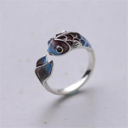 Vintage Silver Blue Lotus Flower Rings boho chic free spirit 