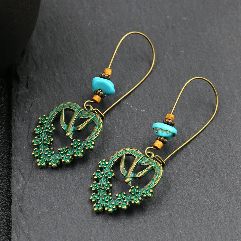 Antique Geometric Hollow Drop Earrings
