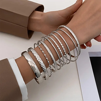 10-piece Punk Cuban Chain Bracelets Set