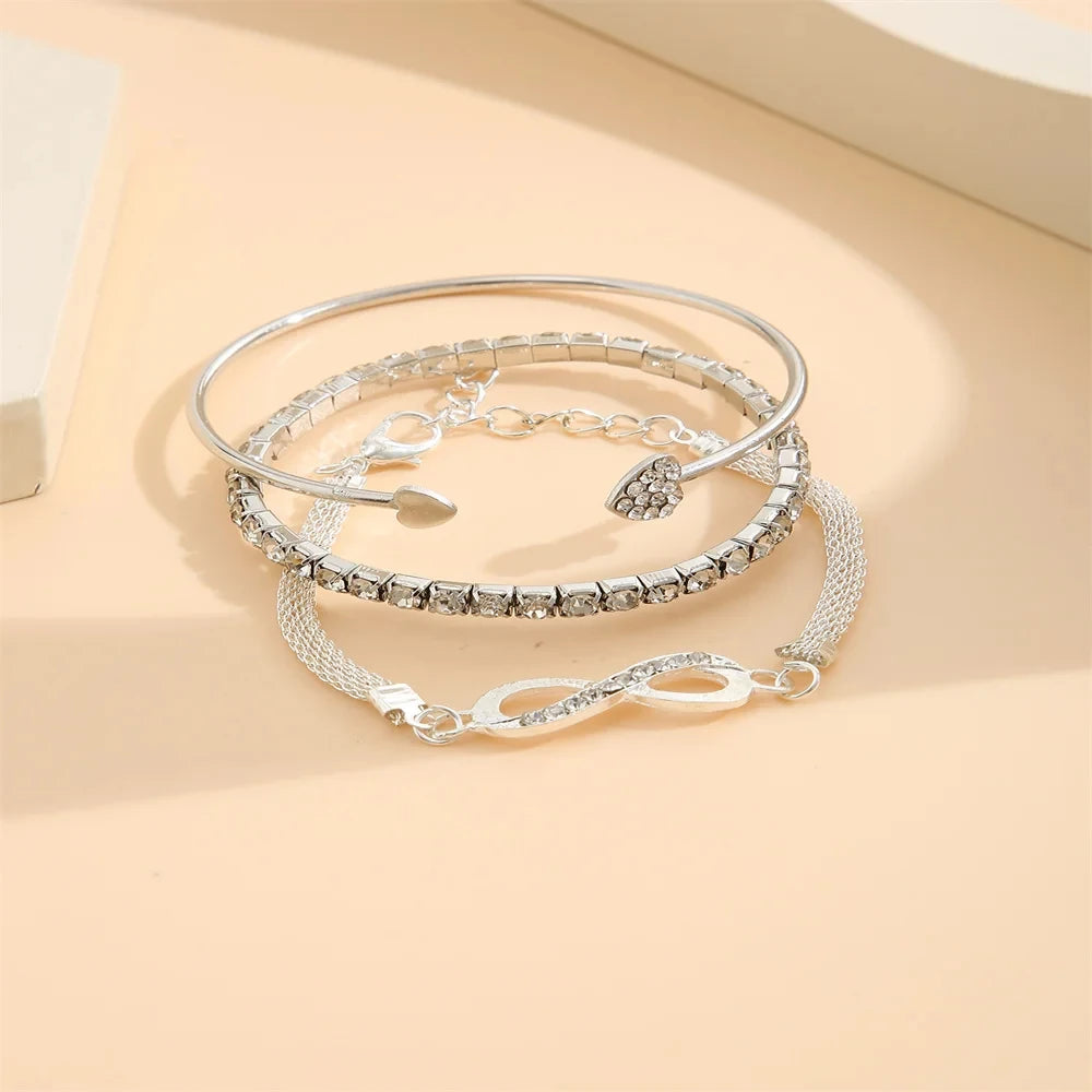 Crystal Rhinestone Heart Bracelets