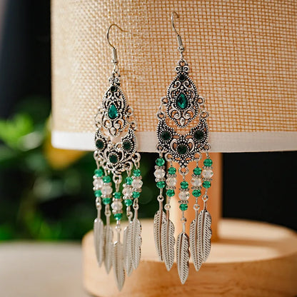Boho Leaf Tassel Earrings