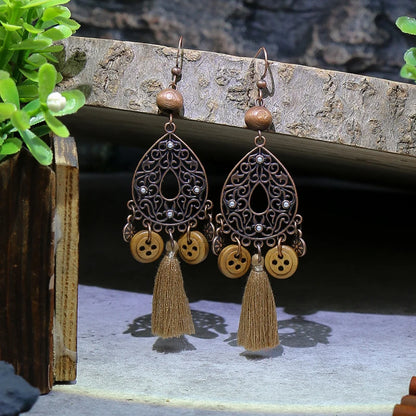 Vintage  Bead Wooden  Earrings