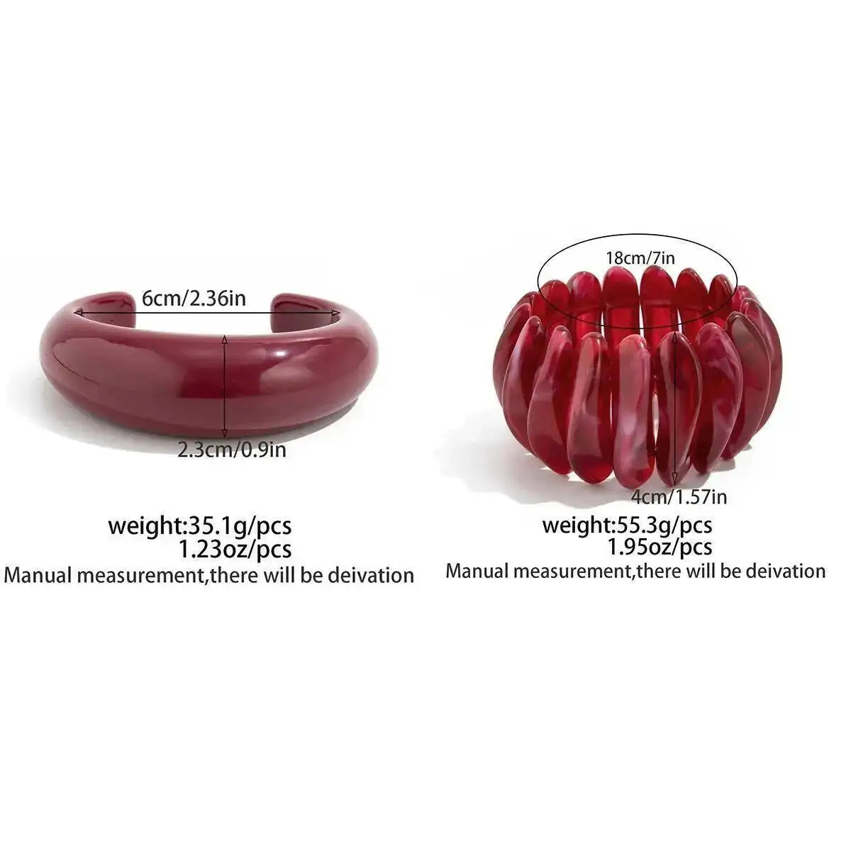 Chunky Red Acrylic Resin Cuff Bangle