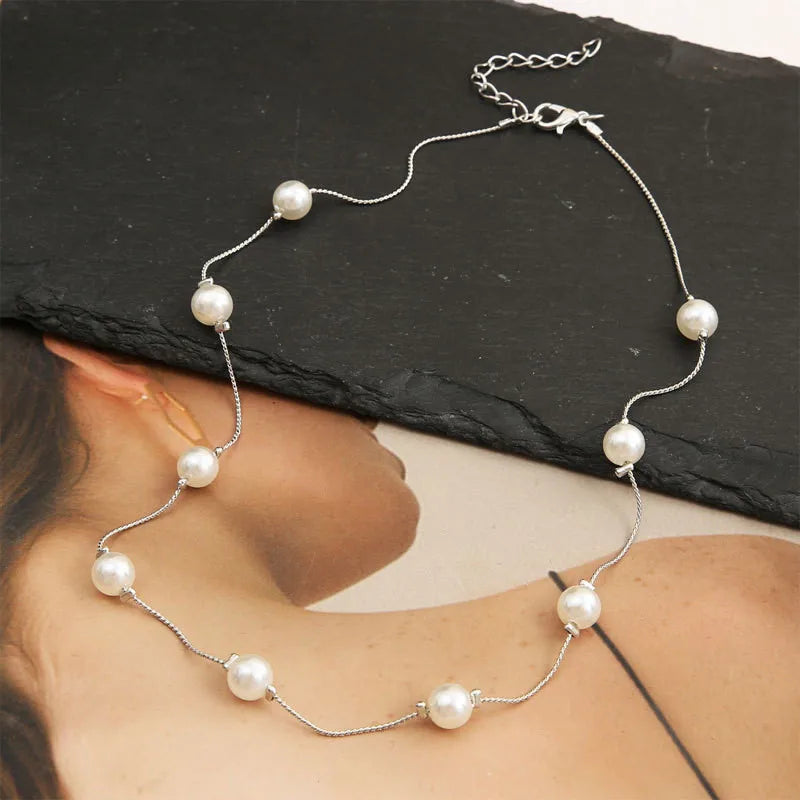 Neck Chain Pearl Choker Necklace