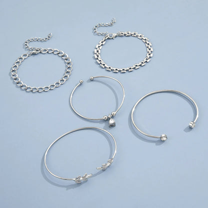 Silver Link Chain Bracelet Set