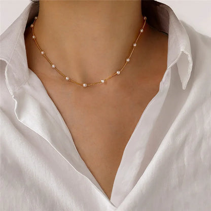 Neck Chain Pearl Choker Necklace