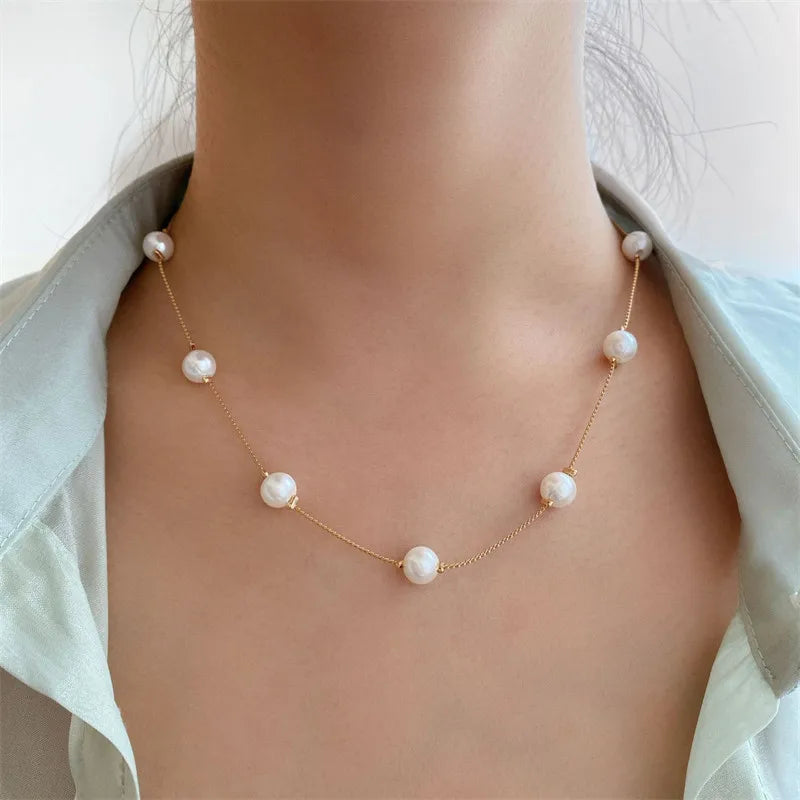 Neck Chain Pearl Choker Necklace