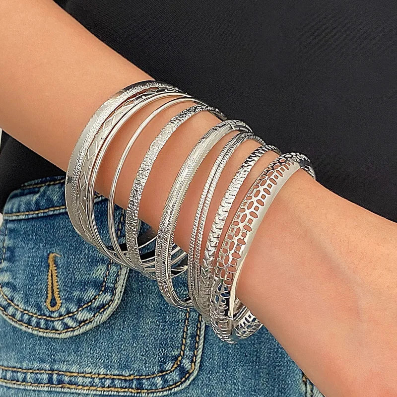 10-piece Punk Cuban Chain Bracelets Set