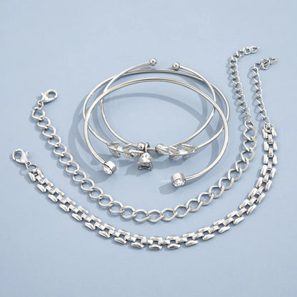 Silver Link Chain Bracelet Set