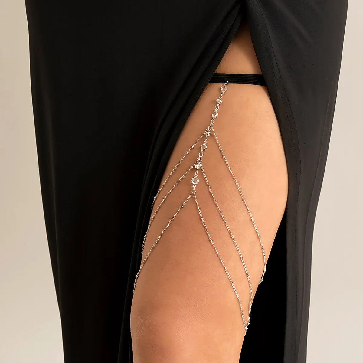 Multilayer Crystal Tassel Leg Chain