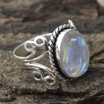 Huitan Boho Style Ring with Opal Stone