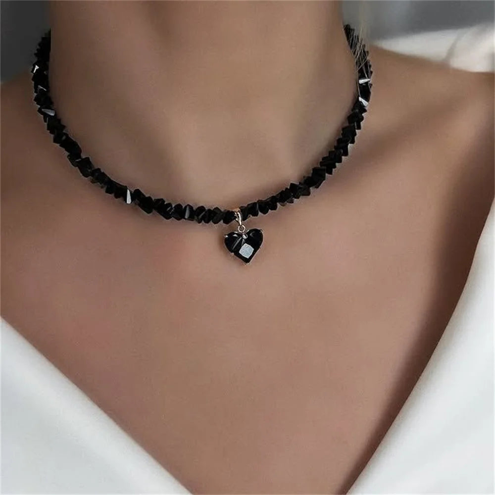 Boho Baroque Crystal Heart Chain Necklace
