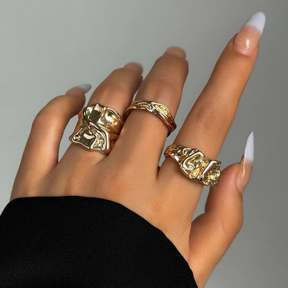 3 piece Vintage Punk Liquid Metal Ring