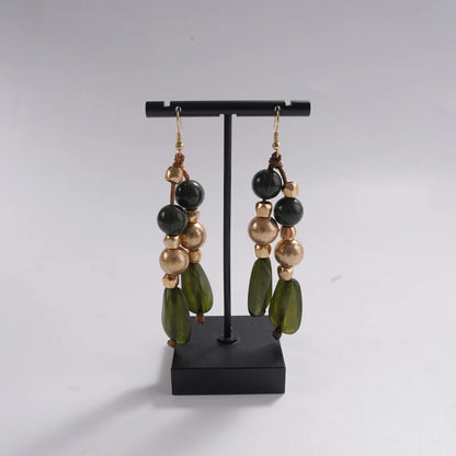 Boho Earthy Statement Earrings – Warm Toned Drop Jewelry
