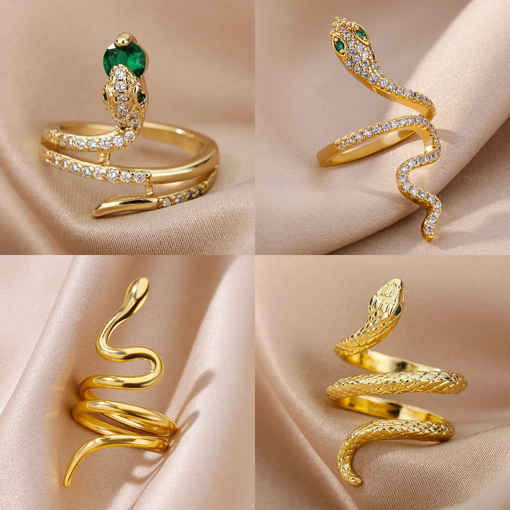 Adjustable Snake Zircon Rings