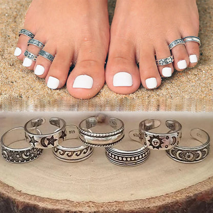 Star Moon Adjustable Toe Rings boho chic 