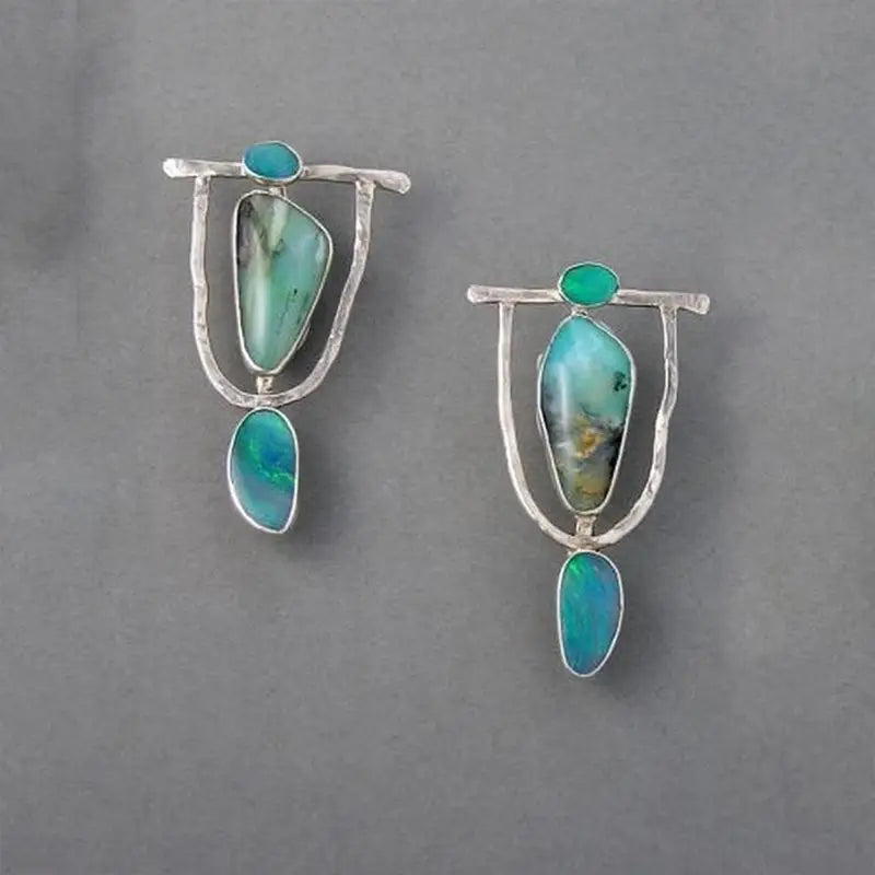 Blue Stone Stud Earring Boho Chic