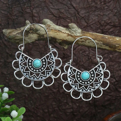 Blue Stone Tassel Dangle Earrings