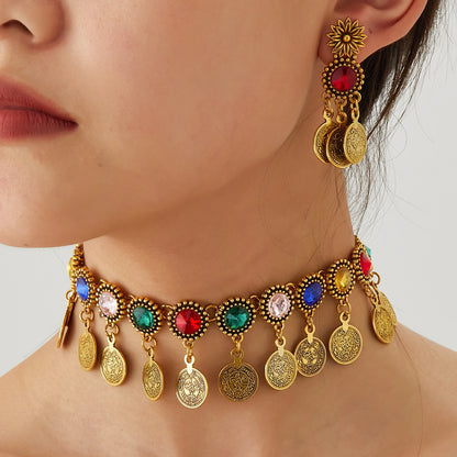 Bohemian Crystal Statement Necklace & Earrings