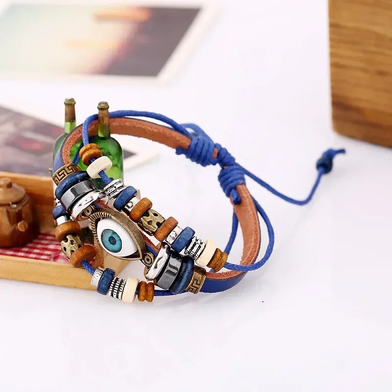 Brown Leather Rope Eye Bracelet