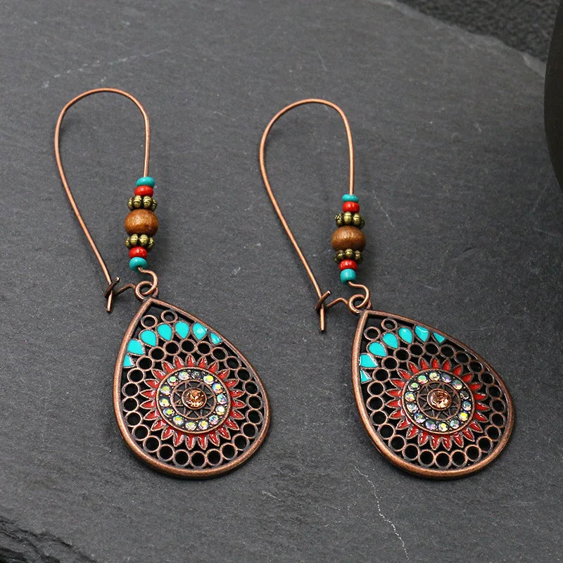 Antique Geometric Hollow Drop Earrings