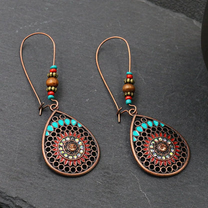 Antique Geometric Hollow Drop Earrings