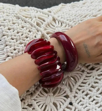 Chunky Red Acrylic Resin Cuff Bangle