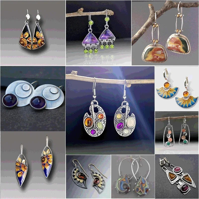 Vintage Ethnic Hook Pendant Earrings
