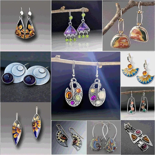 Vintage Ethnic Hook Pendant Earrings