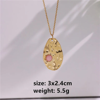 Enamel Natural Stones Pendants Necklace