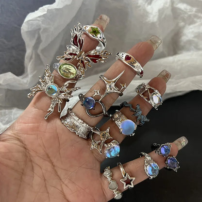 Crystal Irregular Adjustable Rings