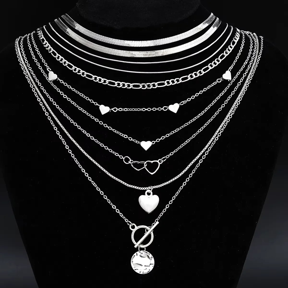 Bohemian Layered Charm Necklace Set