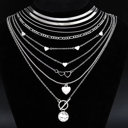 Bohemian Layered Charm Necklace Set