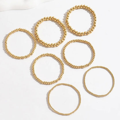 Gold Color Beads Bracelets Set 7 Piece