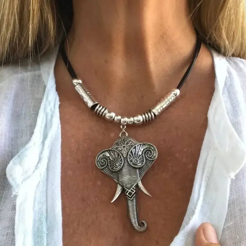 Elephant Pendant Choker Necklace