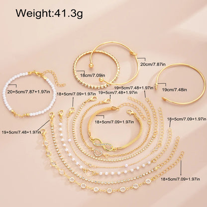 Vintage Gold Infinity & Pearl Stacking Bracelets