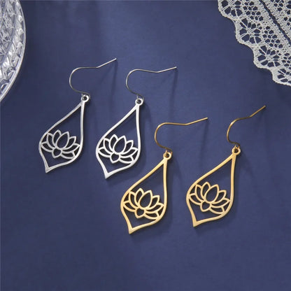 Skyrim Lotus Flower Rhinestone Dangle Earrings