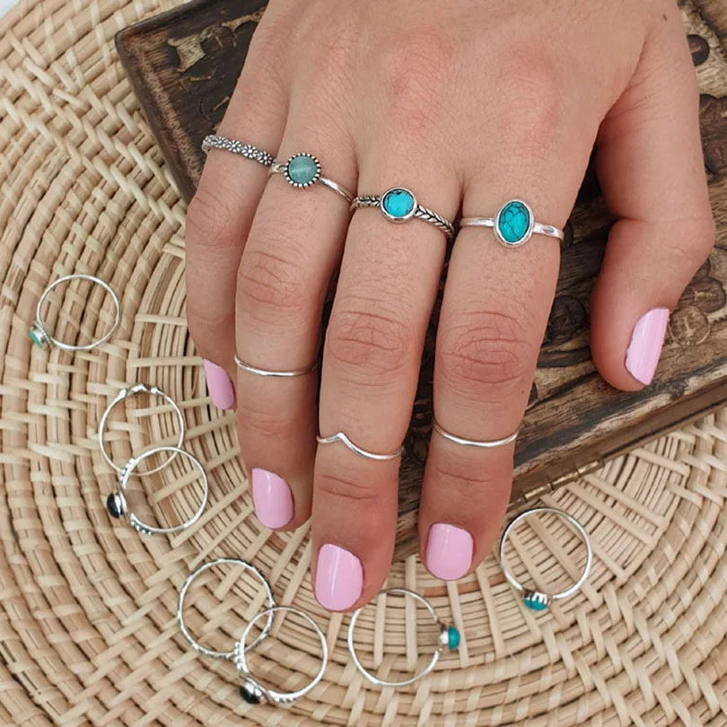 Ethnic Stackable Turquoise Finger Ring