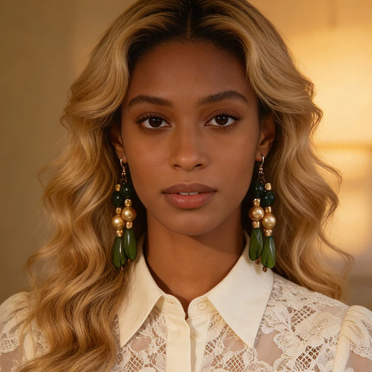 Boho Earthy Statement Earrings – Warm Toned Drop Jewelry