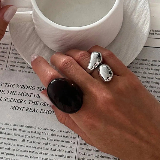 Boho Geometric Chunky Resin Knuckle Rings (2-Piece)