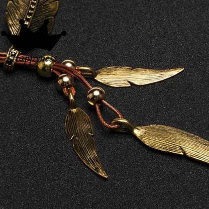 Leaf Feather Pendant Necklace boho chic jewelry
