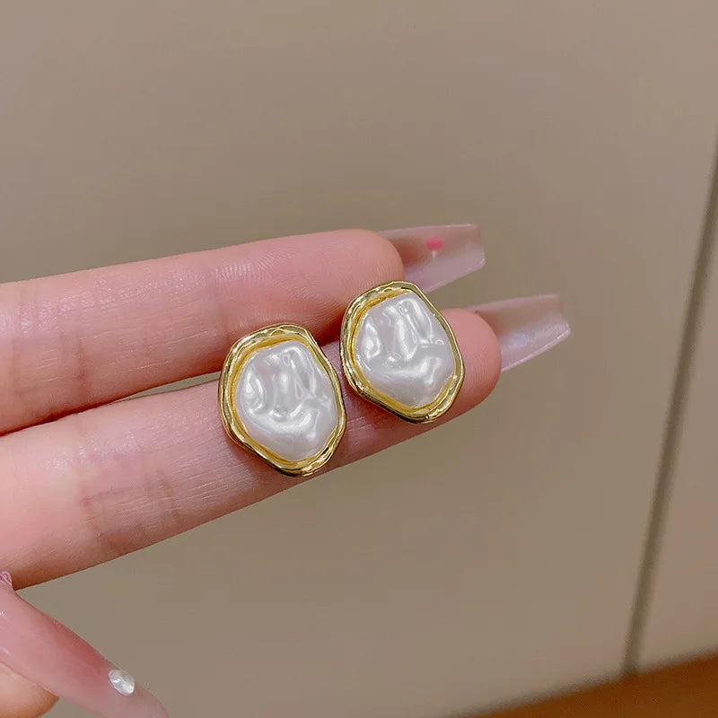 White Oval Stud Earrings Free spirit Lifestyle Jewelry 